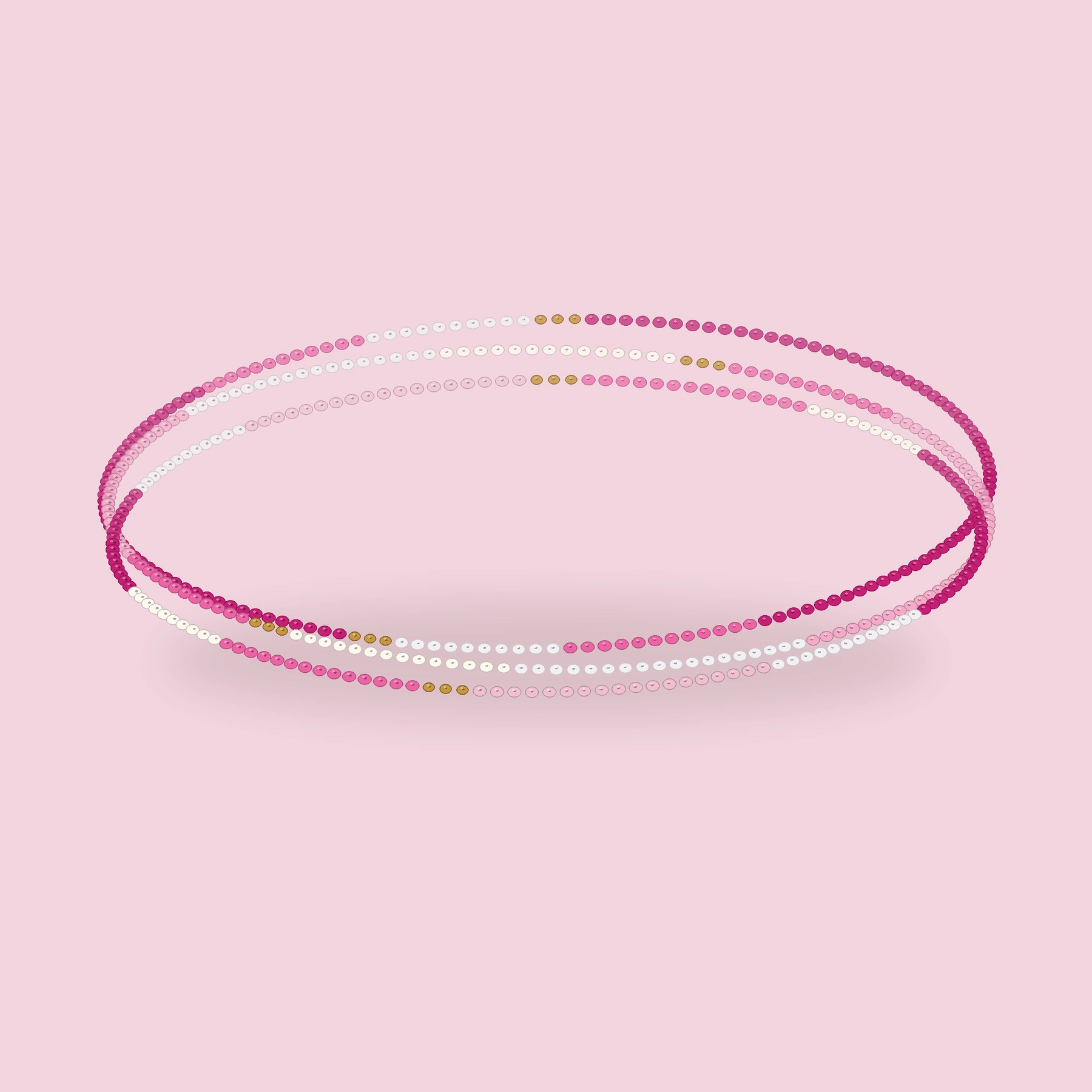 Raspberry Fizz bracelet open stack on a solid pastel background.