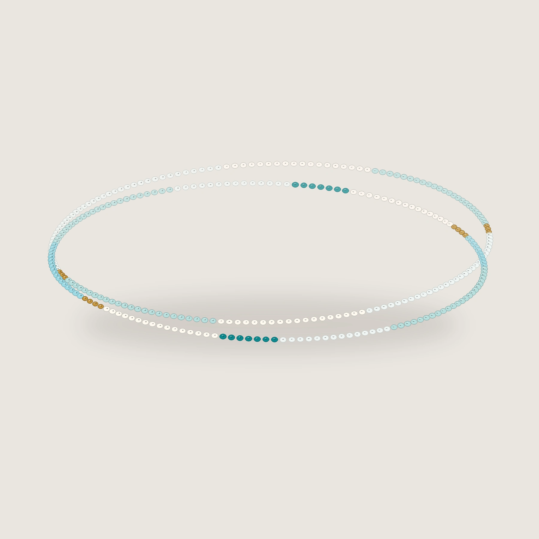 Tiny Turquoise bracelet open stack on a solid pastel background.